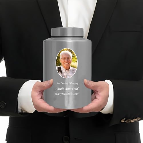 Custom Urns for Human Ashes Cremation Funeral Burial Urn for Male Female | Stainless steel, Customizable Photo Urn, Large Up to 220lbs, Decorative Urns with Picture, Urnas Para Cenizas Humanas Adultos - size: Custom Portrait Urn