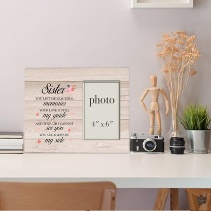 Dumyum Loss of Sister Memorial Photo Frame | Sympathy Gift for Sister in Memory, Wooden Picture Frame (4X6 Inches) - color: Sister