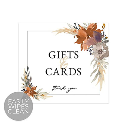 Indie Autumn Floral Gifts And Cards Sign / 8" x 9" Modern Boho Table Top Sign/Wedding Anniversary Reunion Sign/Made In The USA - color: Indie Autumn Floral, style: Gifts & Cards