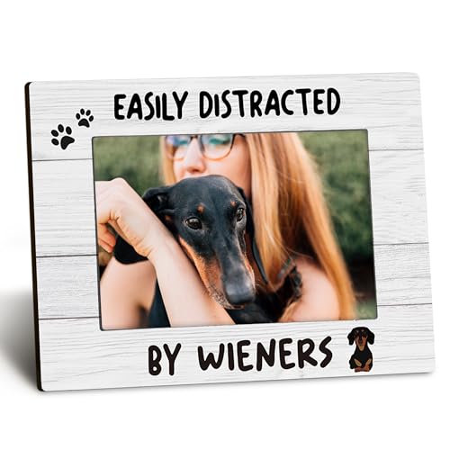 Dachshund Wiener Dog 4x6 Picture Frame, Wiener Dog Gifts, Dachshund Gifts for Women Men Dachshund Lovers Photo Frame, Easily Distracted by Wieners Picture Photo Frames for Desk Decor - color: color-6