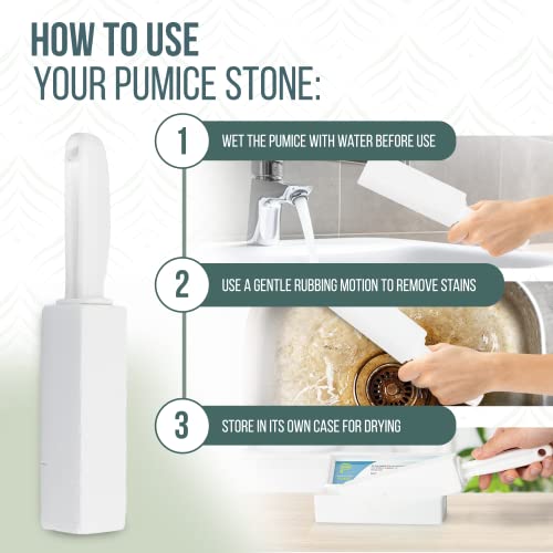 Powerstone Pumice Stone Toilet Bowl Cleaner with Handle (2-pack) - A Solution for Hard Water Stains on Toilets, Grills, Tiles, Grout & Pools - size: Pack of 2