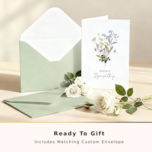 GardenCity Sympathy Card With Envelope, Deepest Sympathy - Our Thoughts and Prayers Are With You, Floral