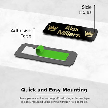 Custom Engraved Name Plate, Personalized Brushed Black/Gold Name Plaque, 2x6 Inches, Durable Engravable Impact Material, Made in The USA by My Sign Center - color: Black Gold, size: 2x6 Engraved