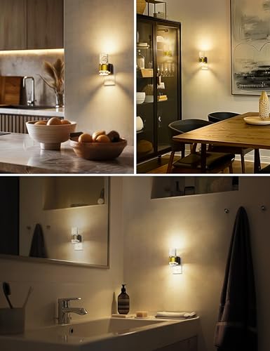 L LOHAS LED Night Lights Plug into wall, Soft Warm Night Light | Adjustable Brightness, Plug in Night Light, Auto Light Sensor, Wall Sconce-Style Design Nitelight, Bathroom, Hallway, 1 Pack - color: Gold Ring-3000K, size: 1 Pack