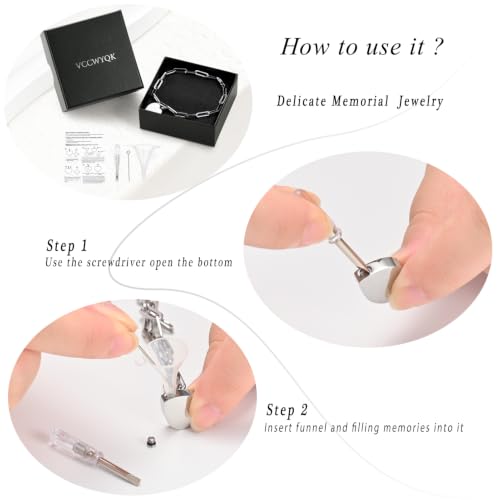 Heart Urn Bracelet for Ashes for Women Men Cremation Jewelry - color: Silver-Your Wings