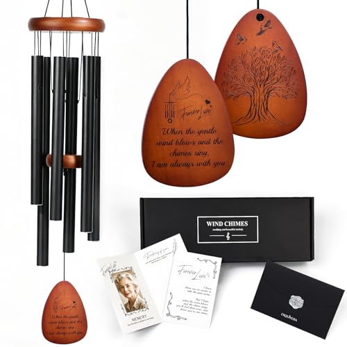 37" Memorial Wind Chimes for Loss of Loved One | Sympathy & Bereavement Gift for Mom, Dad, Husband, Grandparents, Loss of Loved One, with Sympathy Card, Deep Soothing Tone - size: 37 inch-Teardrop shaped