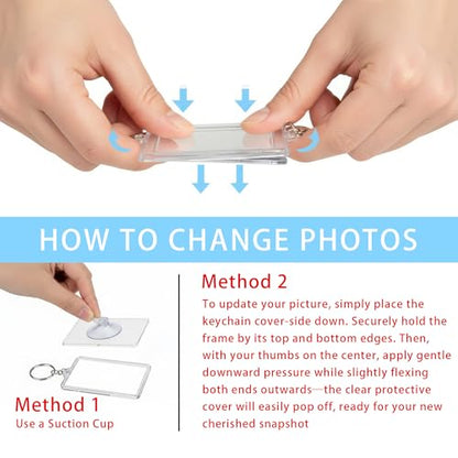 Personalized Custom Picture Frame Keychain 6PCS Acrylic Clear Rectangle Photo Keychain Blanks DIY for Loved Ones - size: Medium Size Fit 2.75x1.75 Inch Photo
