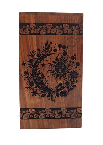 Sun & Moon Urns, Night Galaxy Unique Wooden Urn, Humans & Burial Urns for Ashes - Adult or Pet Dog Cat Ashes Cremains Memorial Funeral Urns for Adult Male Female ((Small(8X5INCH) 115CB)) - size: (Small(8X5INCH) 115CB)