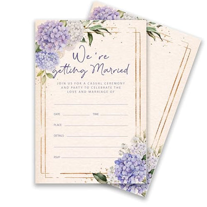 Floral Wedding Invitation Cards with Envelopes, 20 Sets Hydrangea Wedding Invites, Eucalyptus Greenery Bridal Shower Engagement Announcement 4x6 Inch We're Getting Married Invitations (218) - color: Hydrangea