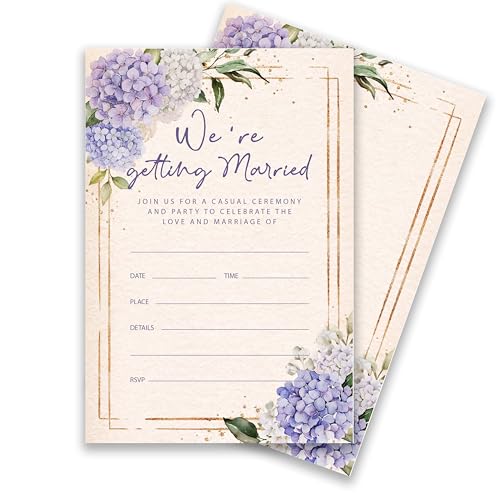 Floral Wedding Invitation Cards with Envelopes, 20 Sets Hydrangea Wedding Invites, Eucalyptus Greenery Bridal Shower Engagement Announcement 4x6 Inch We're Getting Married Invitations (218) - color: Hydrangea
