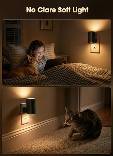 Brightown 2 Pack Black Night Lights with Rotating Plug, Soft White - color: Warm White, size: 2 PACK Black
