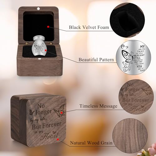 SOITIS Small Urns for Human Ashes Keepsake 1.2 Inches Stainless Steel Mini Urns for Ash Square Box Tiny Cremation Urns for Women Men Funeral Keepsake Urn - color: Square Box a