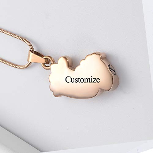 Imrsanl Footprint Cremation Urn Pendant Necklace for Ashes Stainless Steel Mini Urns Jewelry to Holder Ashes Baby Foot Memorial Keepsake - color: Customize