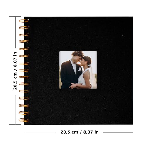 Scrapbook Photo Album, Linen Covered, 8x8 Inches, 20 Sheets/40 Pages | Hardcover Kraft White Pages, Wedding Guest Book, Travel Memory Book, Christmas, Baby Shower Keepsake, Family Album - color: Black, size: 8x8 Inch 40 Pages