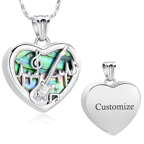 Imrsanl Guitar Pick Cremation Urn Necklace for Ashes - color: Heart-Customize
