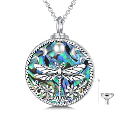 PELOVNY Urn Necklaces for Ashes of Loved Ones 925 Sterling Silver Personalized Heart Locket Urn Necklace Cremation Keepsake Memorial Jewelry Gifts for Women Men - color: Dragonfly Urn-1