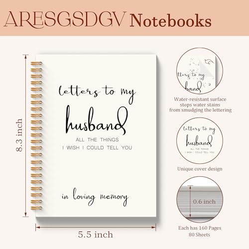 Grief Journal for Loss of Husband, Memorial Gifts Notebooks for Note Taking, Loss of Husband Sympathy Gift, Letters to My Husbands Spiral Notebook 5.5x8.3 Inch - color: Husband White