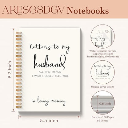 Grief Journal for Loss of Husband, Memorial Gifts Notebooks for Note Taking, Loss of Husband Sympathy Gift, Letters to My Husbands Spiral Notebook 5.5x8.3 Inch - color: Husband White