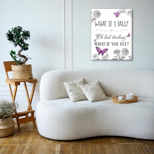 Inspirational Quote Wall Art Purple Butterfly Positive Poster Wall Decor - color: Purple Butterfly
