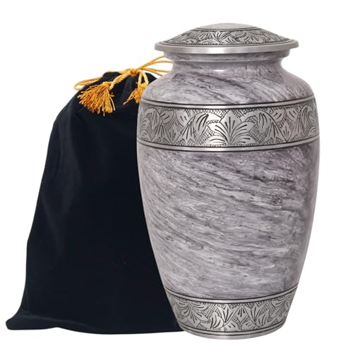Urn for Human Ashes Adult Female, Burial Urn, Decorative Urn, Funeral Urn, Cremation Urn for Women and Men - Large, Gray - Holds Up to 210 Cubic inches - color: Gray, size: Large