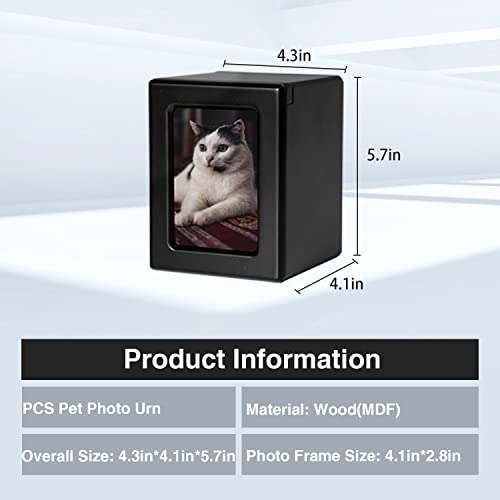 PCS Cat Urn for Ashes - Photo Urn, Black-Medium Pet Cremation Box - color: Black, size: M(26-45lbs)