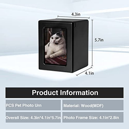 PCS Cat Urn for Ashes - Photo Urn, Black-Medium Pet Cremation Box - color: Black, size: M(26-45lbs)