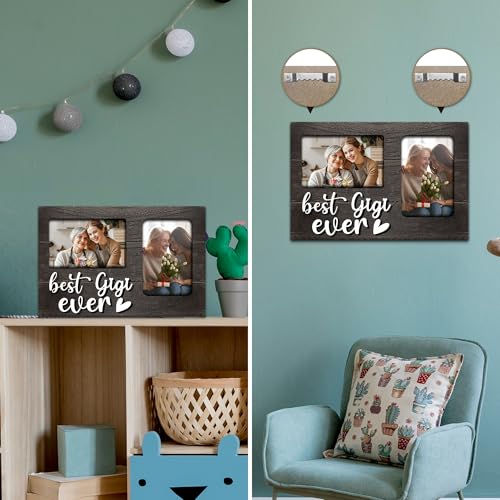 Gigi Gifts, Mothers Day Gigi Gift from Grandkids, 3D Photo Frame Hold 4x6 Inches Two Photos - Picture Frame Present for Grandparents Day - color: Gigi