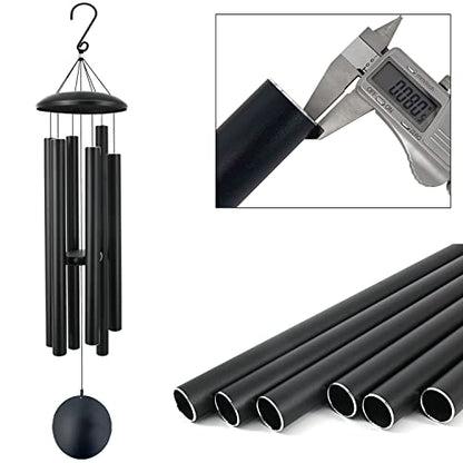 ASTARIN 45 in Memorial Wind Chimes Large with 6 Heavy Tubes - size: 45" Black
