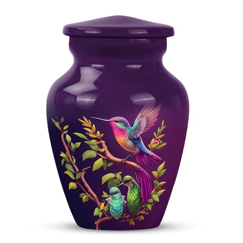 Purple Humming Bird Urns for Human Ashes Adult Male-Small Urn for Ashes Women - color: Humming Bird Ashes
