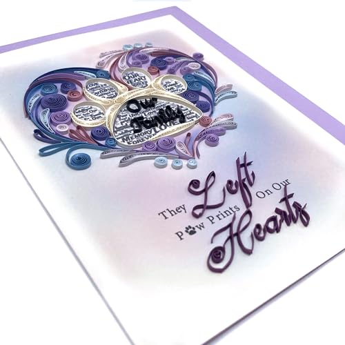 Pet Memory Card, Pet Loss Sympathy Memorial Card, Animal Loss Sympathy Card, Thinking Of You Card, Condolence Quilling Card for Him, Her, Friend and Love (Pet Loss Paw Prints) - color: Pet Loss Paw Prints