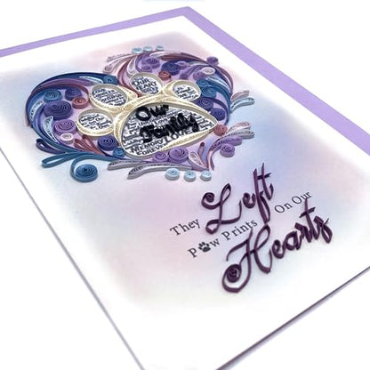 Pet Memory Card, Pet Loss Sympathy Memorial Card, Animal Loss Sympathy Card, Thinking Of You Card, Condolence Quilling Card for Him, Her, Friend and Love (Pet Loss Paw Prints) - color: Pet Loss Paw Prints