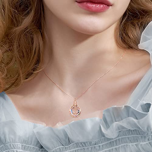 ONEFINITY Tree of Life Urn Necklaces for Ashes 925 Sterling Silver Tree of Life Crystal Cremation Jewelry for Ashes Memory Jewelry for Women Men - style: Rose gold-Purple crystal