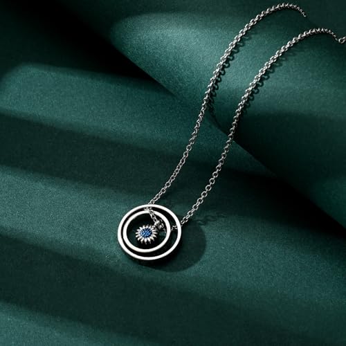 Daisy Cremation Jewelry Necklaces Stainless Steel Circle of Life Eternity Urn Necklaces for Ashes Memorial Keepsake Daisy Pendant for Women Men Gifts With Funnel Kit & Bag - color: Blue