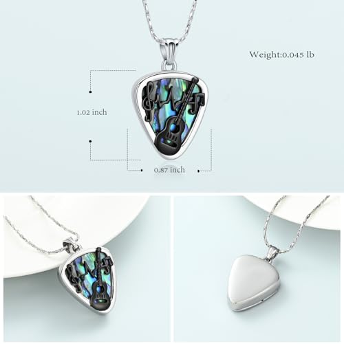 Imrsanl Guitar Pick Cremation Urn Necklace for Ashes - color: Abalone Shell-Guitar Pick