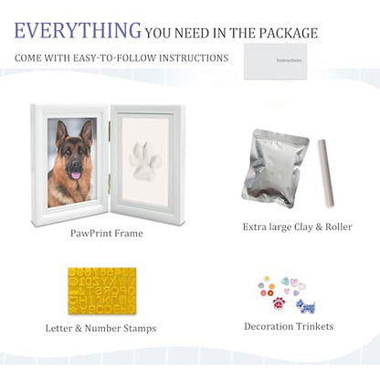 MYPAWLETS Clay Paw Print Kit for Dog Cat,Pawprint Keepsake Frame,L White - color: Medium-Large White