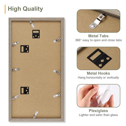 Vittanly 8x16 Collage Picture Frame, Displays 3Pcs 5x7 Photos, Light Taupe - color: Light Taupe, size: 8x16