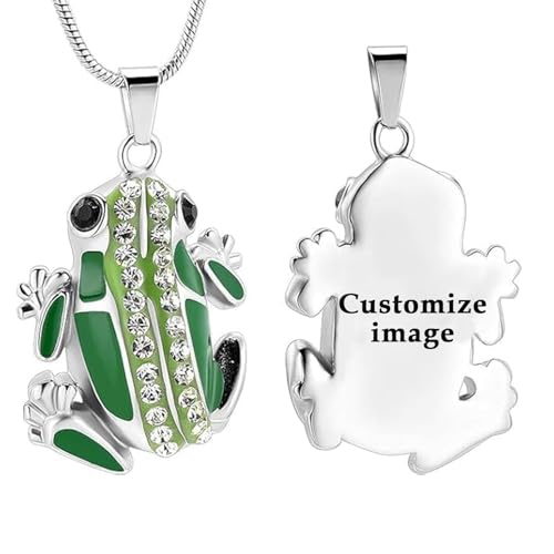 Frog Urn Necklace for Ashes Animals Cremation Jewelry Stainlee Steel Memorial Necklaces Keepsake Jewelry Ashe Holder Pendant for Human Ashes with Filling Kits - color: Customize-image