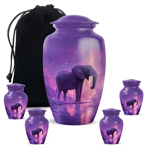 Elephant Human Ashes Urns Combo - Funeral Urn Set for Ashes - 10 and 3 Inch - color: Elephant-2, size: combo-3