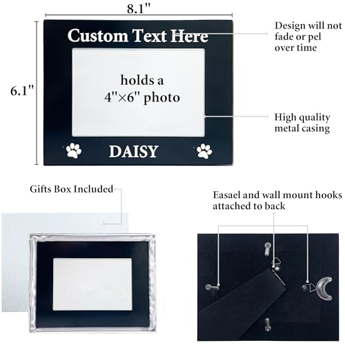Personalized Cat Picture Frame with Gift Box, 4x6 Aluminum Pet Photo Frame - color: Aluminum Frame, size: Landscape 4X6