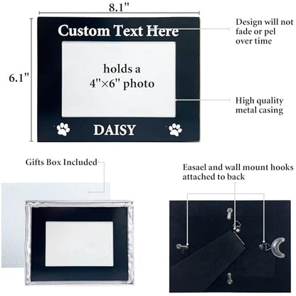 Personalized Cat Picture Frame with Gift Box, 4x6 Aluminum Pet Photo Frame - color: Aluminum Frame, size: Landscape 4X6