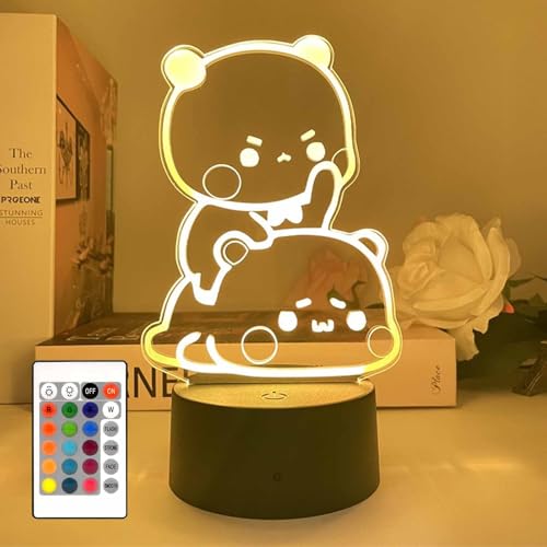 3D Night Light Bubuuu and Duduuu Gifts, Bear Shaped Table Lamp with Remote Control Gifts for Girls Birthday Christmas Valentine - color: night light 1
