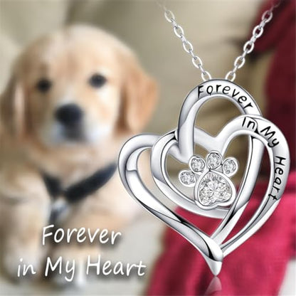 Cynlsum Dog Memorial Gifts Remembrance Necklace: Loss of Dog Sympathy Gift Heart Shape Pet Necklace for Women Pet Lovers Puppy Bereavement Gift Keepsake Passing Away Gifts - size: M