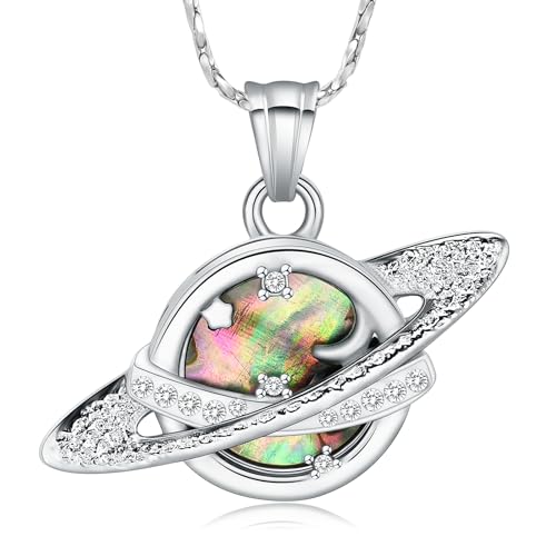 Imrsanl Saturn Urn Necklace Cremation Jewelry for Women Men - color: Silver