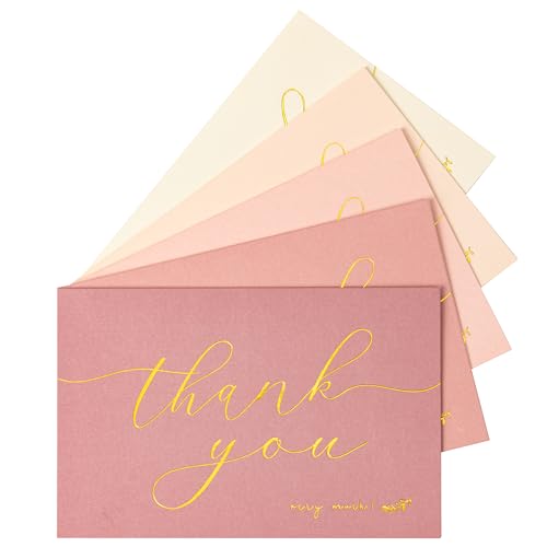 Crisky 50 Pcs Dusty Rose Thank You Cards With 50 Envelopes & 50 Stickers Simple, Chic, Elegant Greeting Cards Perfect for: Wedding/Business/Birthday/Graduation etc. 4 x 6 inches 50 Pack - style: DustyRose