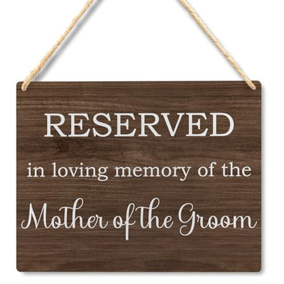 Ryeolo Reserved Row Signs for Wedding, This Row is Reserved Wood Hanging Signs, Reserved Seating Signs, Wedding Reserved Signs for Chairs, 10.2x7.8 Inches (Mother of the groom) - color: Mother of the groom