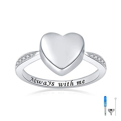 BEILIN 925 Sterling Silver Heart Urn Ring for Women Ash Cremation Jewelry