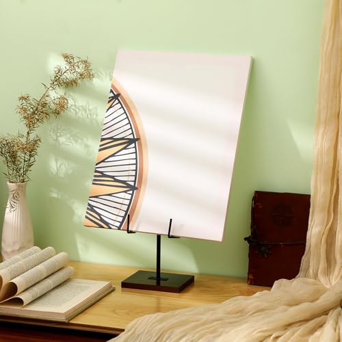 RattanView Plate Stands for Display Black Metal Easel with Reinforced Base Picture Frame Book Photo Plaque Platter Holder for Home Office Tabletop