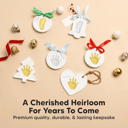 Baby Hand and Footprint Kit, Personalized Baby Christmas Ornament (Jingles) - color: Trove, Jingles