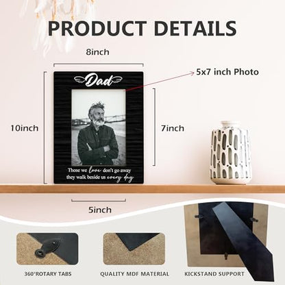 Dad Memorial Gifts Picture Frame 5x7, In Loving Memory Photo Frame, Memorial Gifts for Loss of Dad, They Walk Beside us Every Day Sympathy Wooden Picture Photo Frames for Desk Home Room Decor