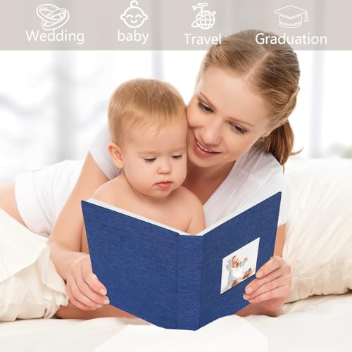 Artmag Mini Photo Album 4x6 50 Pockets 2 Pack, Linen Cover with Front Window Album Each Holds 52 Vertical Photos for Family Wedding Baby Children (Blue) - color: Blue, size: 50 Pockets/2PKS